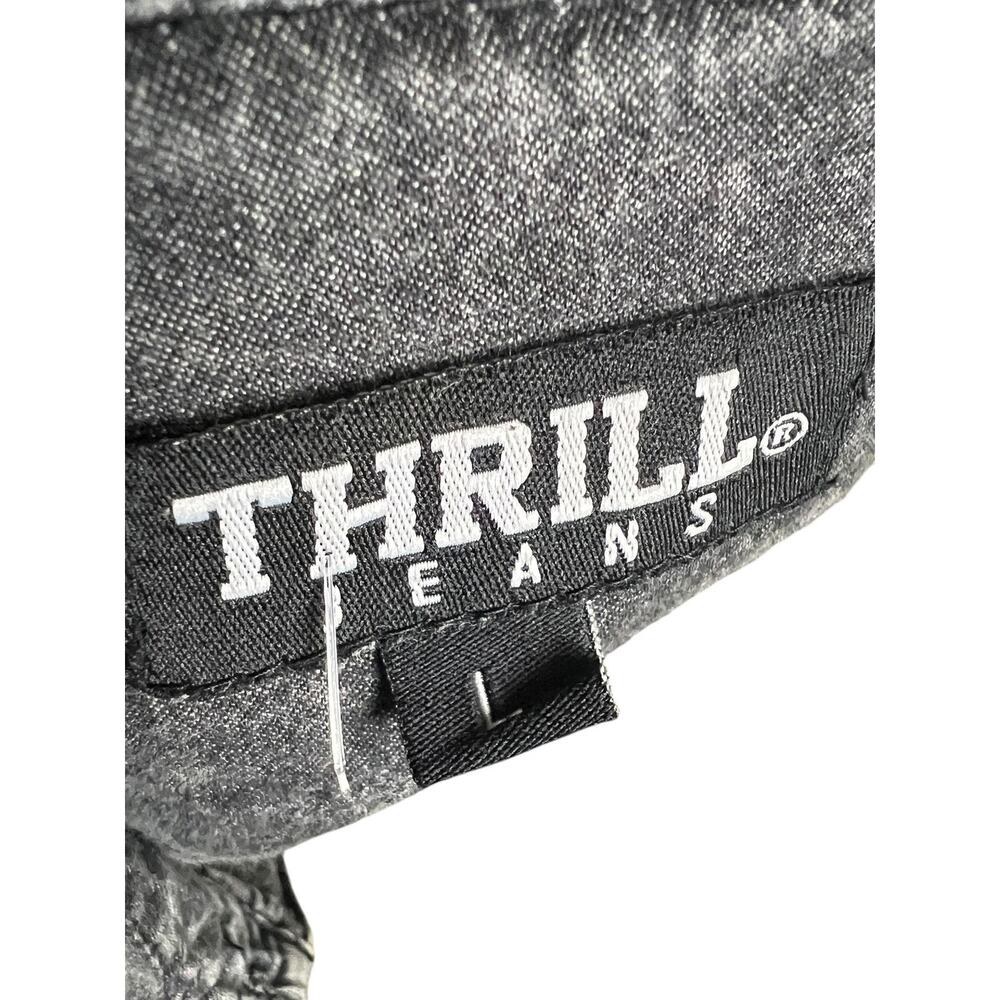 Thrill Jeans Shirt Dress Womens Large Gray Distressed Blessed Grateful Thankful - Picture 8 of 9